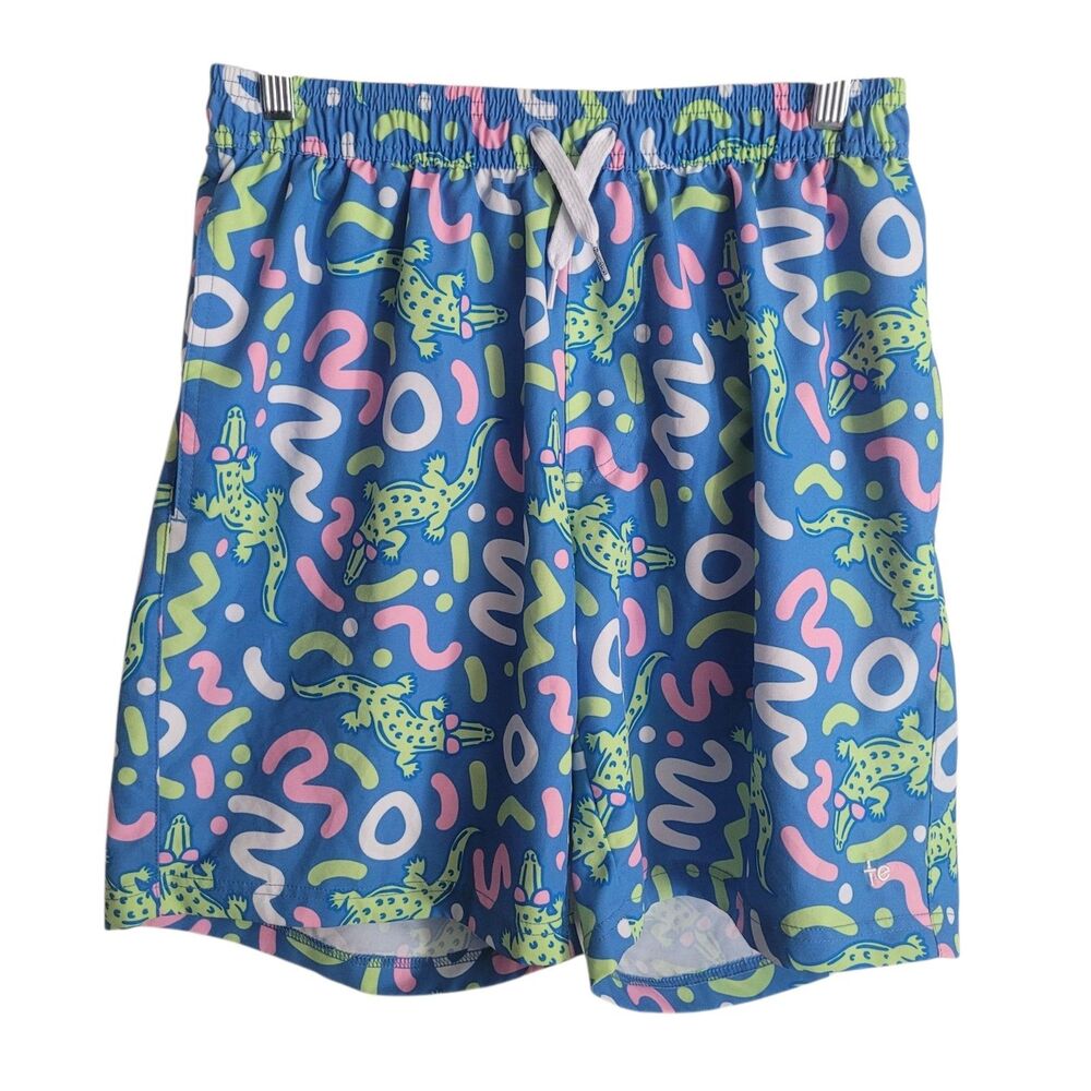 Tipsy‎ Elves Gator Rager Stretch Lined Swim Trunks Men's Size Large Beach Shorts